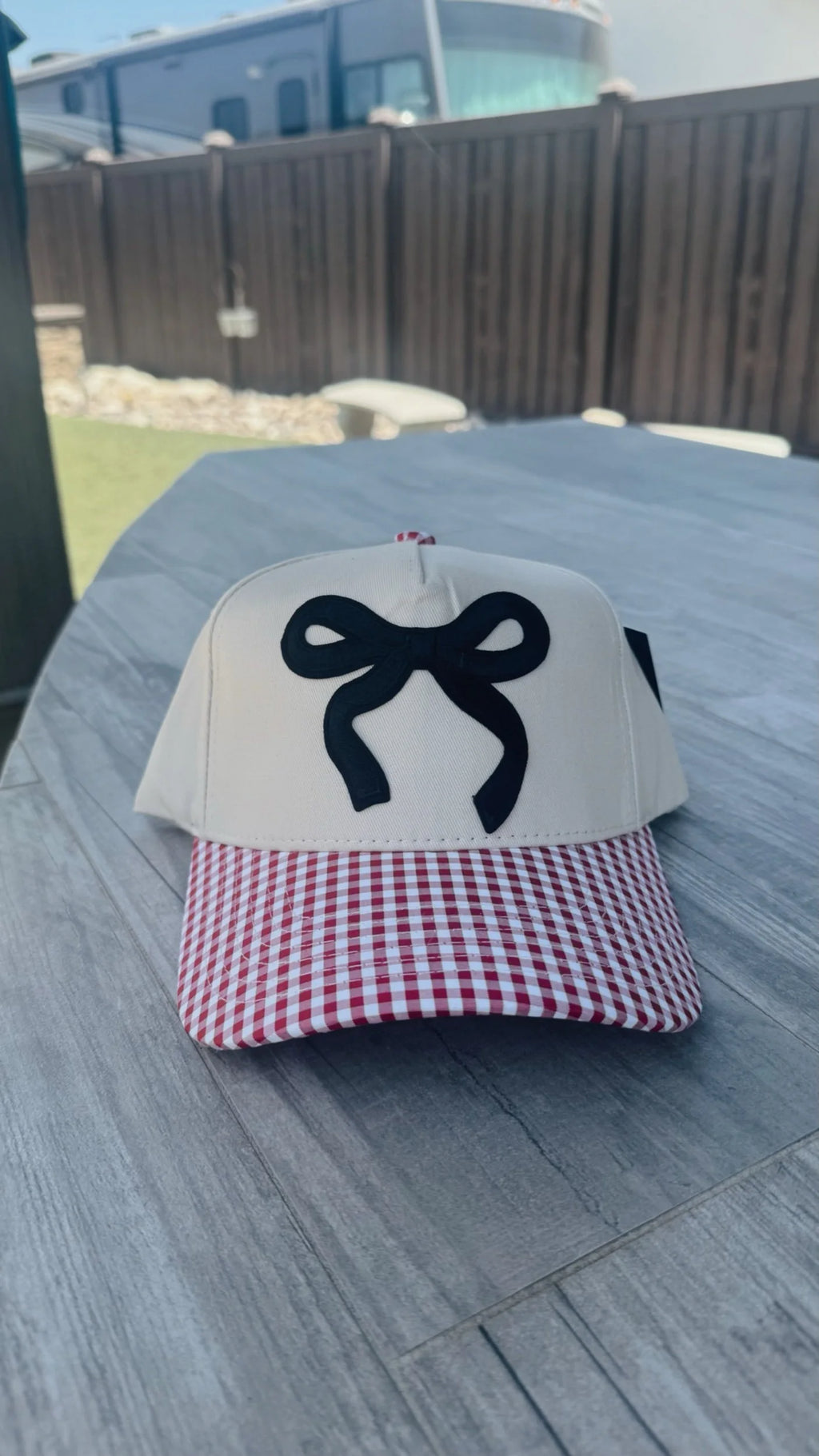 Gingham Bow Trucker Hat