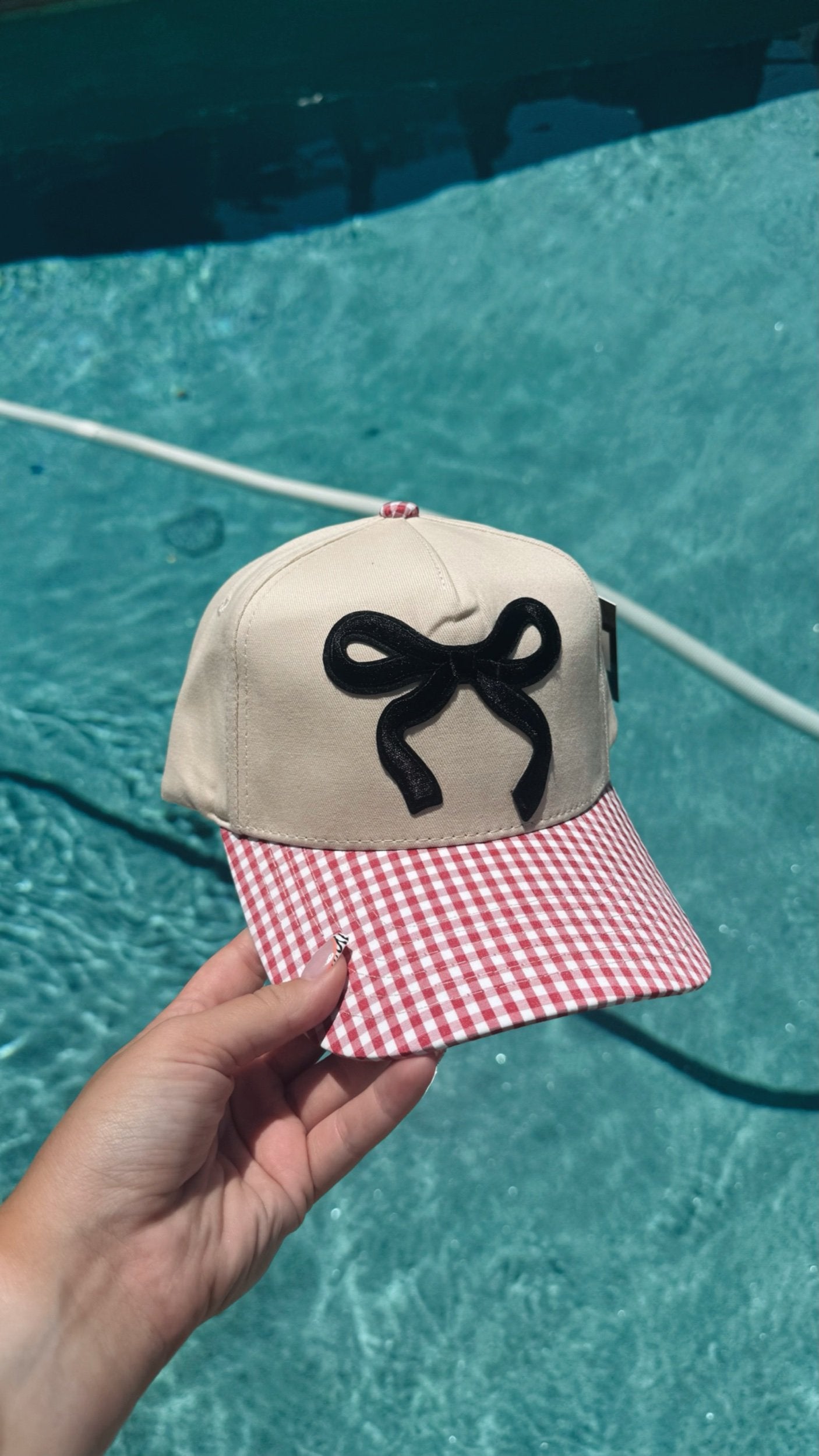 Gingham Bow Trucker Hat
