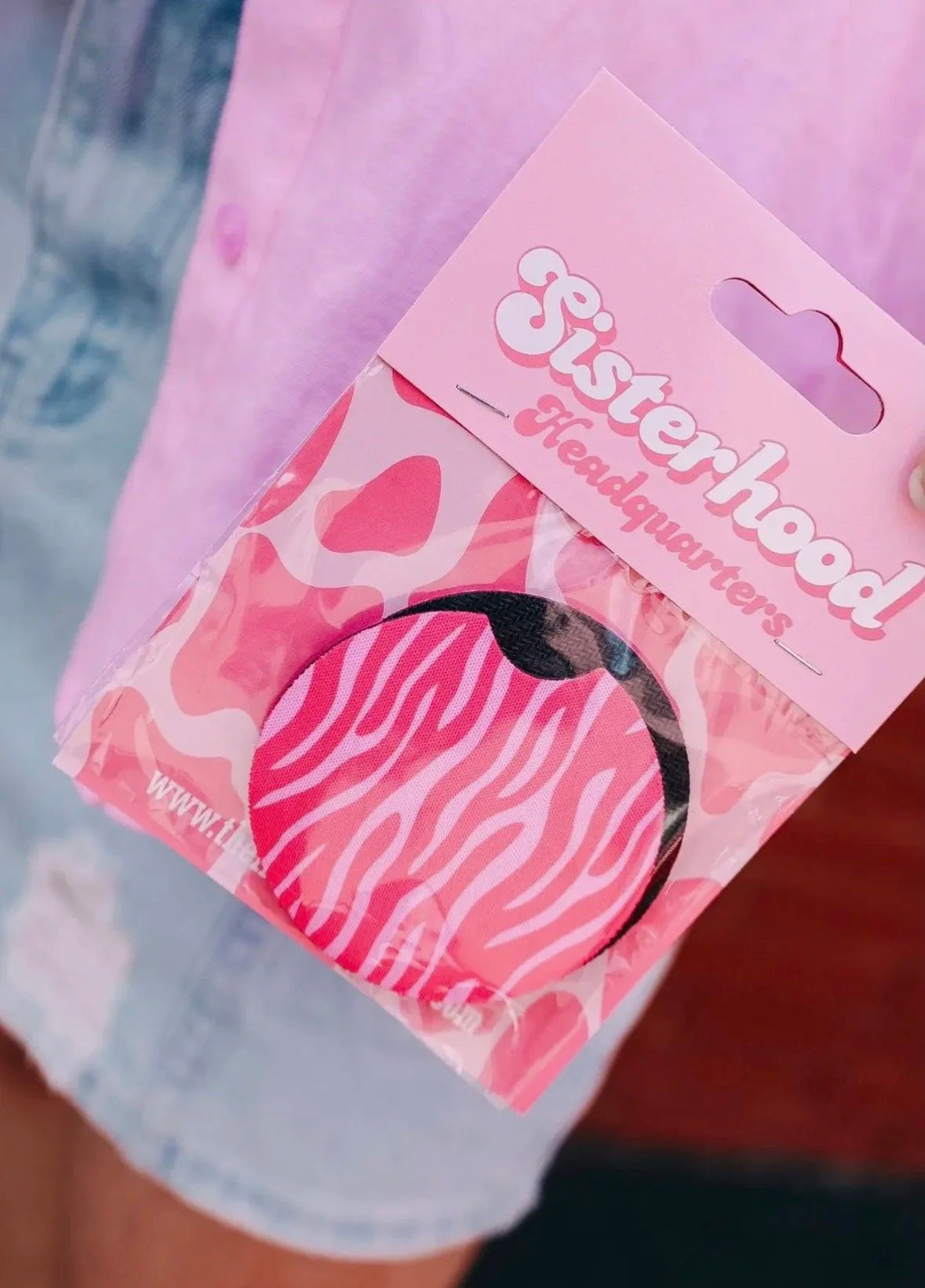 Pink Zebra Car Coasters