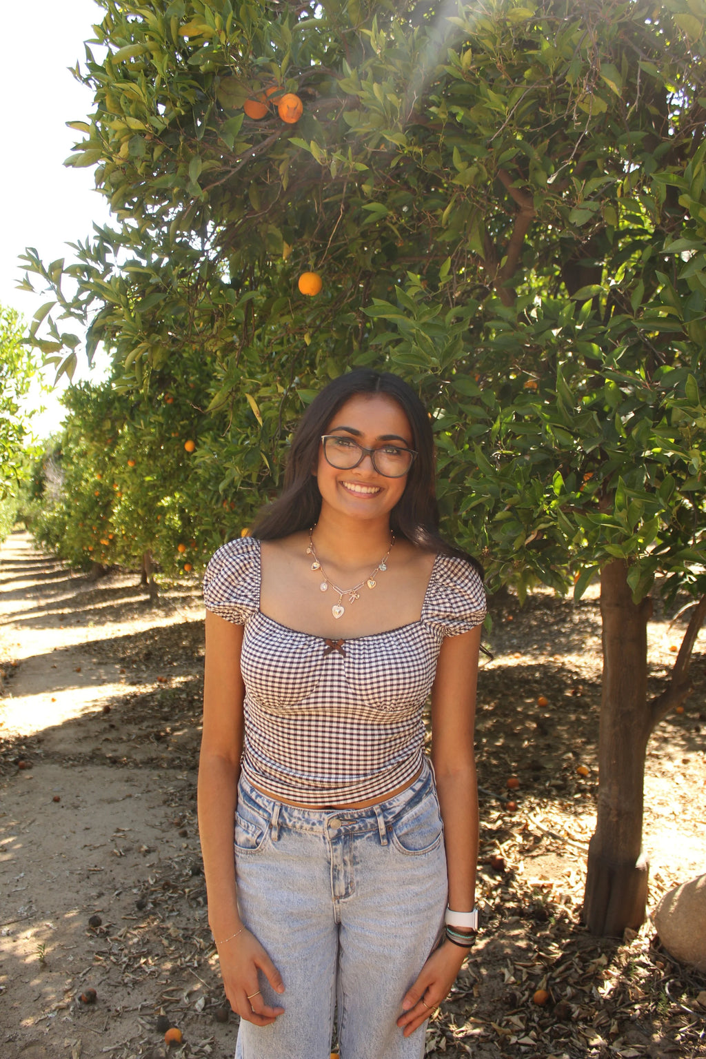 Brownie Bloom Checkered Top