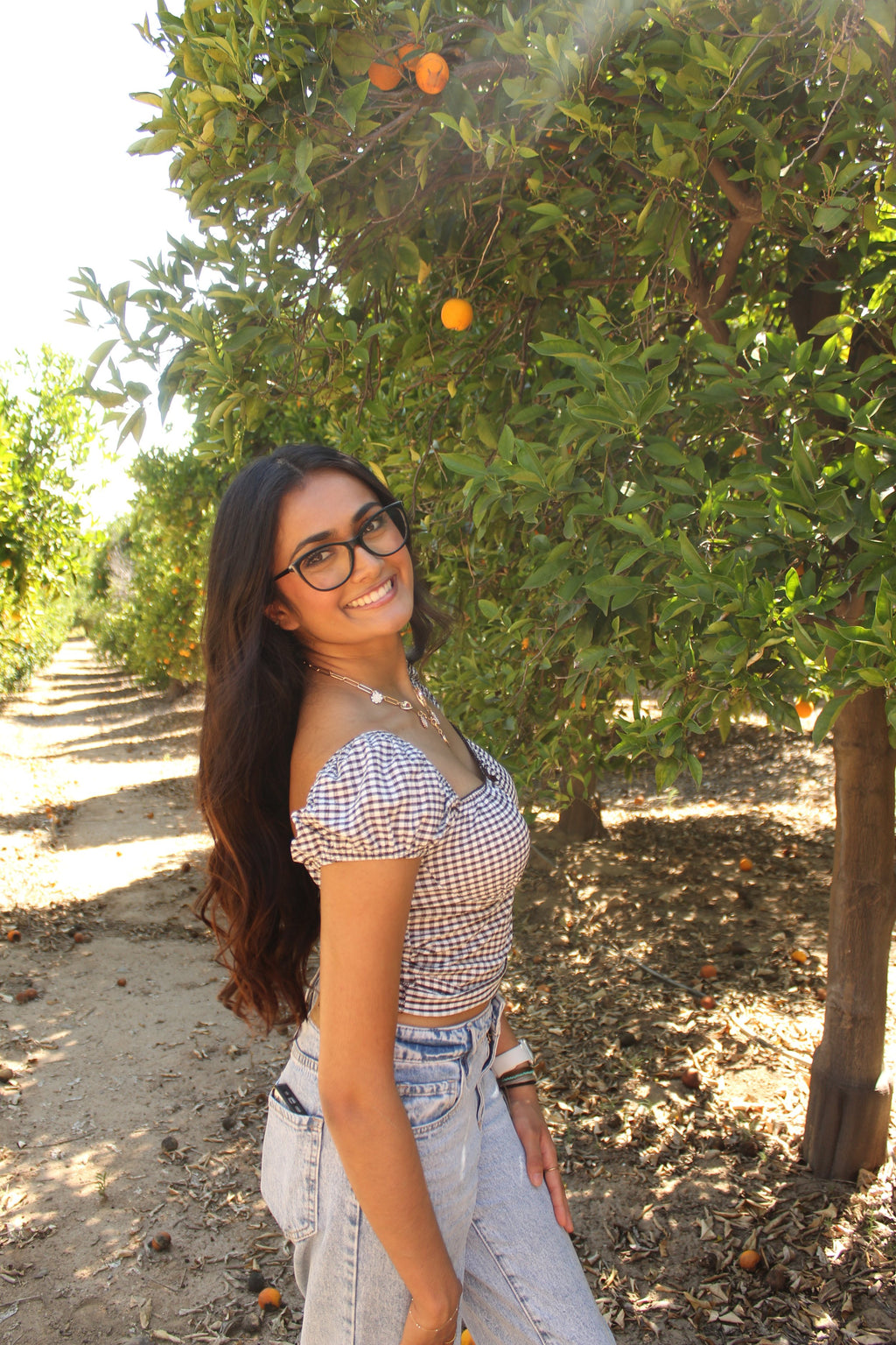 Brownie Bloom Checkered Top