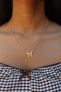 Gold Sparkle Bow Necklace